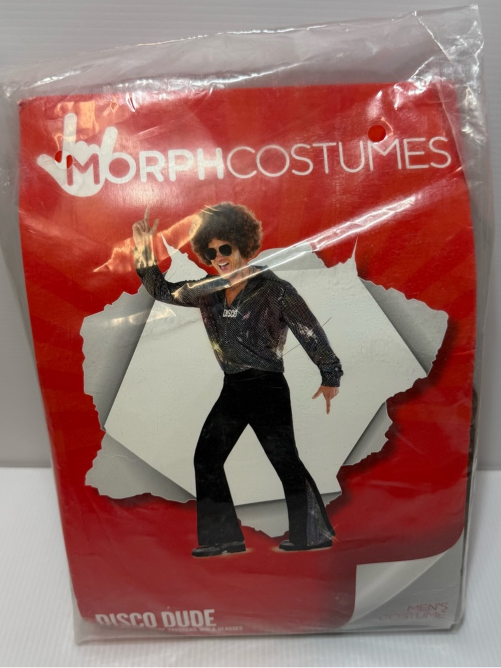 Morph Costume Disco Dude + Wig Sunglasses Adult 1970s Dance Outfit Flares Size L